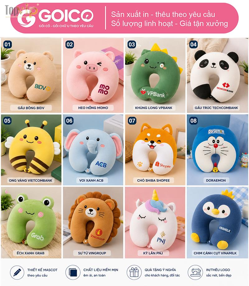 Đặt may gối chữ U quảng cáo in thêu theo yêu cầu Đặt may gối chữ U quảng cáo in thêu theo yêu cầu